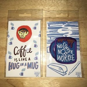 New set of 2, one cloth patch and one enamel pin, in packages.